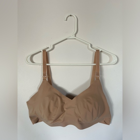 Knix Nursing Bra Size 5 Beige Padded V-Neck Wireless Easy Clips - Picture 1 of 7